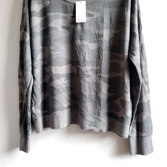 New Splendid Supersoft Camo Crewneck L/S Pullover Shirt/Light Sweater NWT XL - Picture 6 of 10